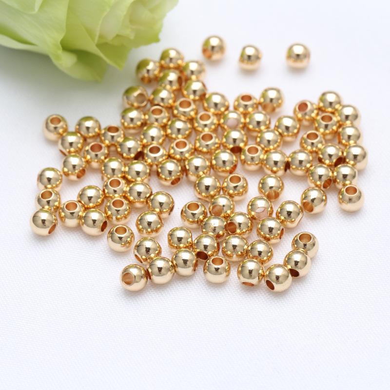 diy Jewelry Handmade Beaded Loose Beads 14K Pack Gold Color Preservation Beads Transfer Beads Small Gold Beads Solid Beads