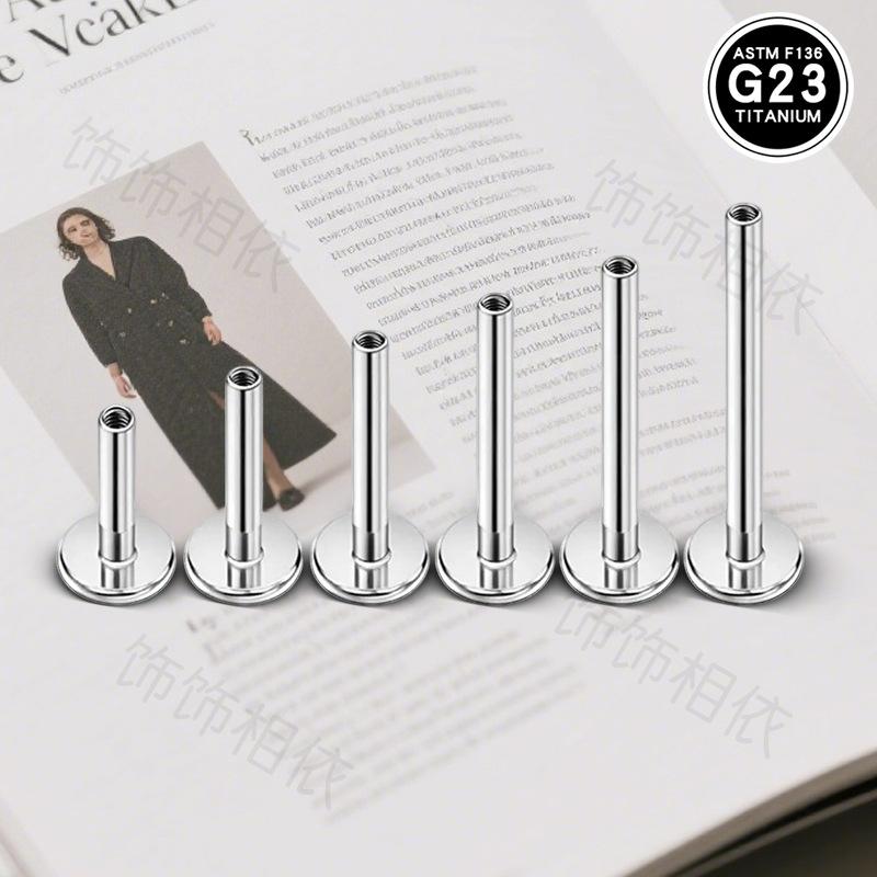 Cross-Border G23 Lip Stud Titanium Alloy Base Internal Thread M0.9/F136G23 Titanium Alloy Lip Stud Base Back Buckle thumbnail 2
