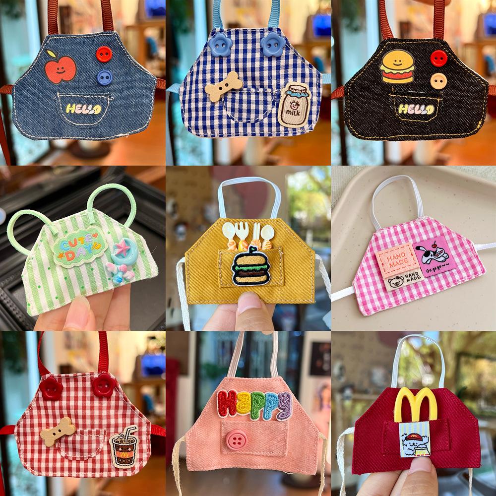 Manufacturer Wholesale 10cm Doll Clothes Self-Deprecating Bear Kt Cat Doll Clothes Denim Bib Apron Doll Kitty Apron