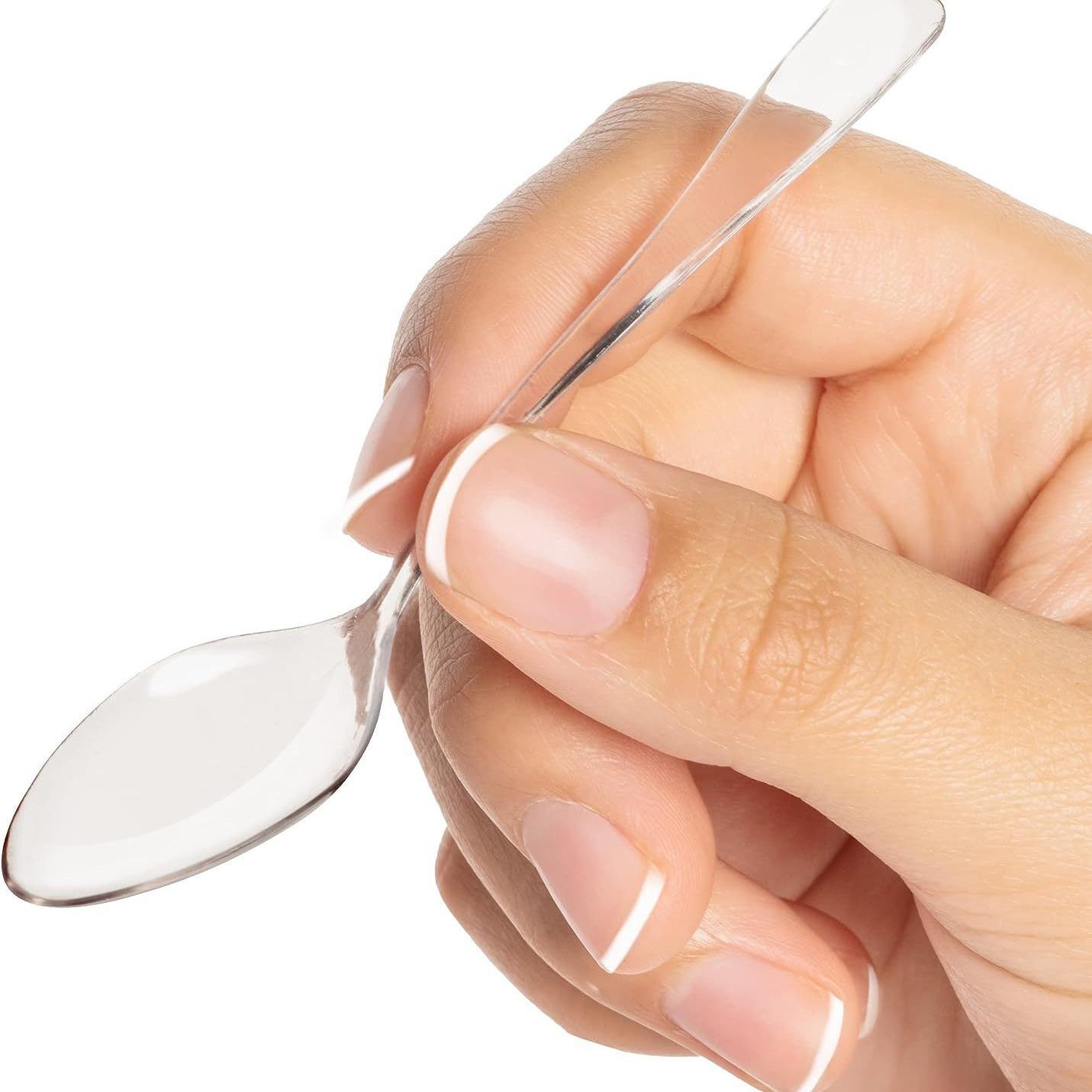 9.5cm Sundae Ice Cream Tasting Flat-Head Pudding Plastic Disposable Ps Hard Plastic Mini Fork and Spoon Dessert thumbnail 3