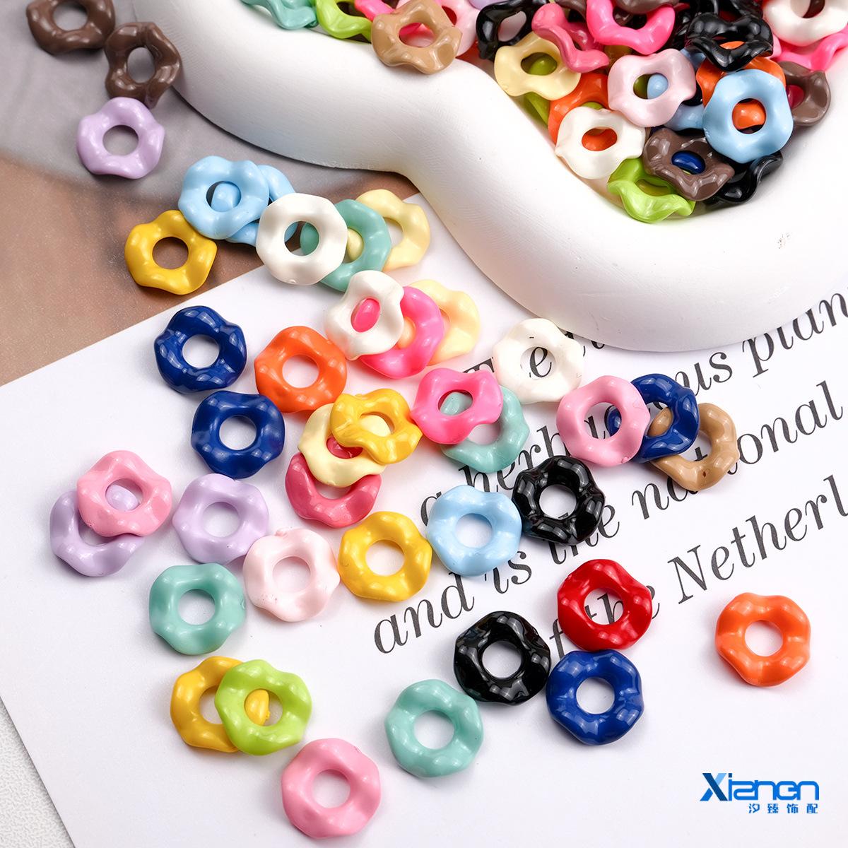 Wavy Stacking Lace Large Perforated Round Bead Bag Hanging Acrylic Mobile Phone Chain Bracelet DIY Jewelry Accessories