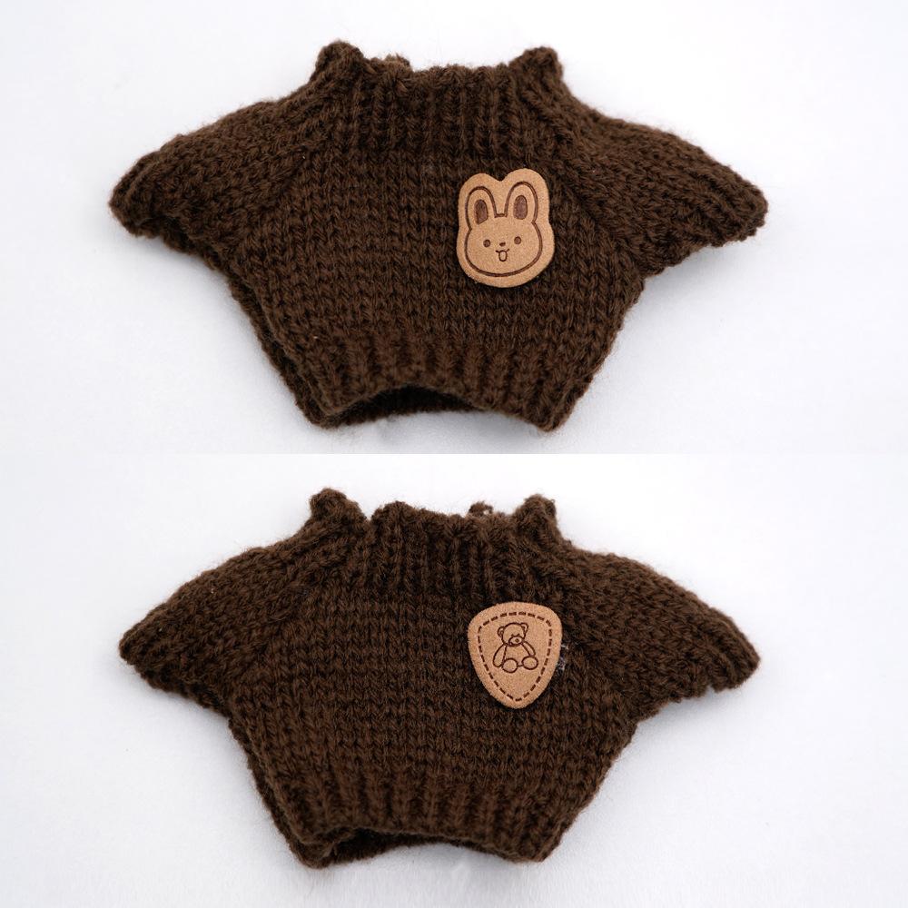 17cm First, Second and Third Generation Labubuli Pendant Baby Clothes Brown Bear Sweater Woolen Hat Small Bag Set