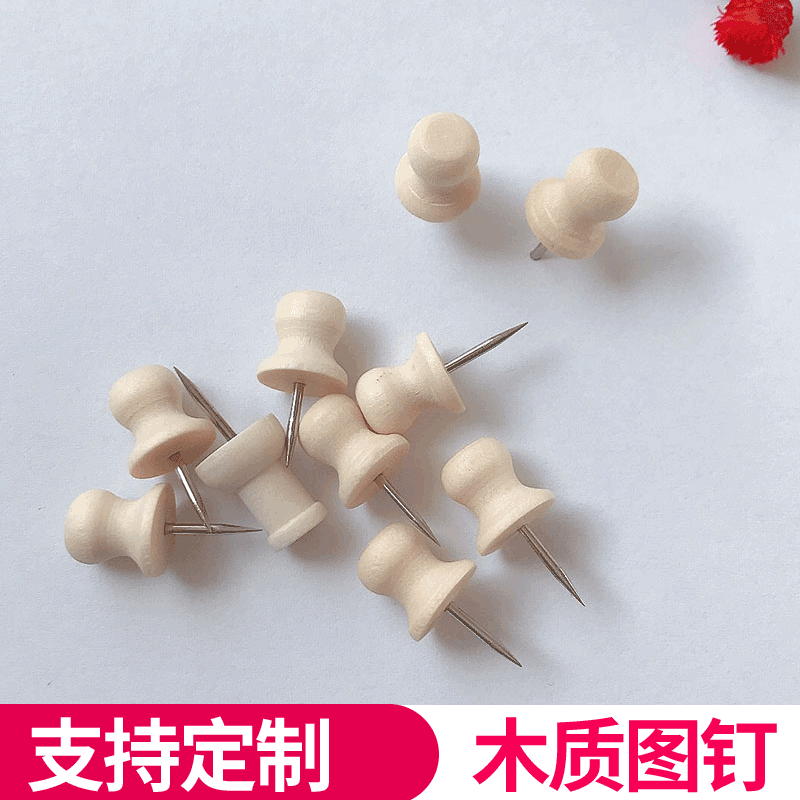 Wood color I-shaped nail wooden push nail small plastic boxed map logo nail creative I-shaped nail