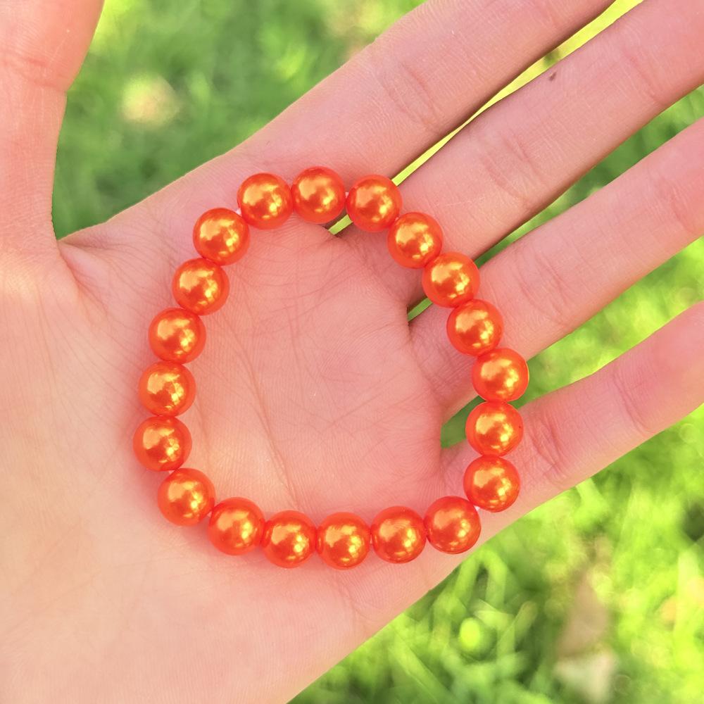 8mm orange plastic pearl bracelet [default 20 pieces]