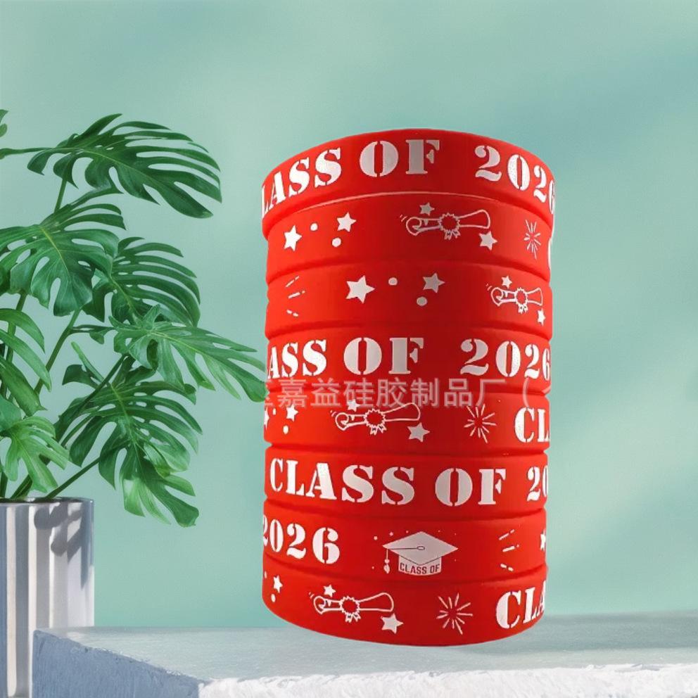 Cross-Border In-Stock Class of 2026 Graduation Season Silicone Bracelets European and American Student Themed Party Multi-Color Wristbands thumbnail 2