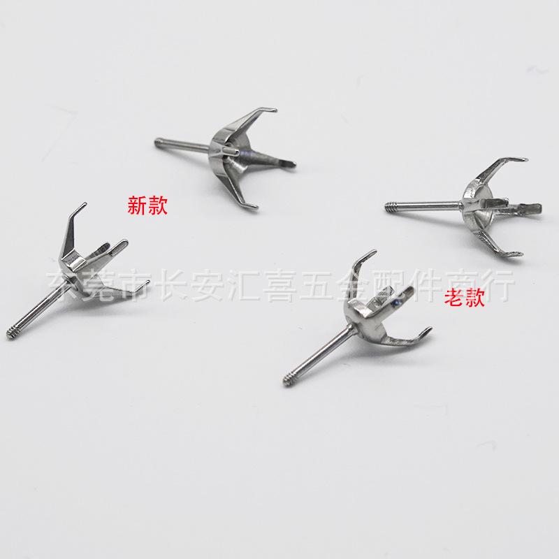 Titanium Steel Ear Nail Claw Inserted with Empty-holder Four Claw Round Huazi Zircon Empty-holder Claw-holder External Thread Claw-holder Ear Bone Nail Accessories thumbnail 4