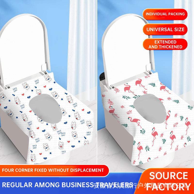 Disposable Toilet Mat Individually Packaged Portable Waterproof Travel Hotel Toilet Thickened Cushion Cover Cross-Border Wholesale