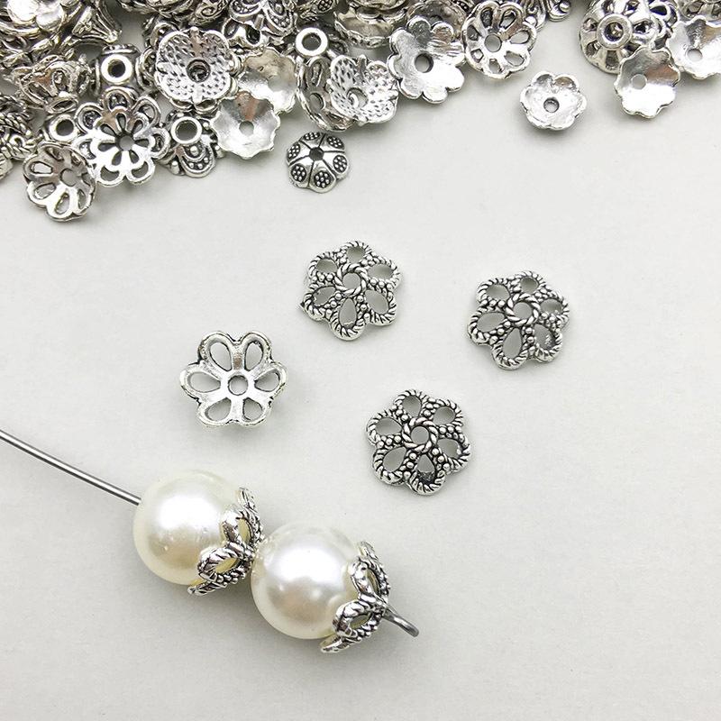 1 ancient silver flower-shaped flower cap 9*9mm-0.2g-16321