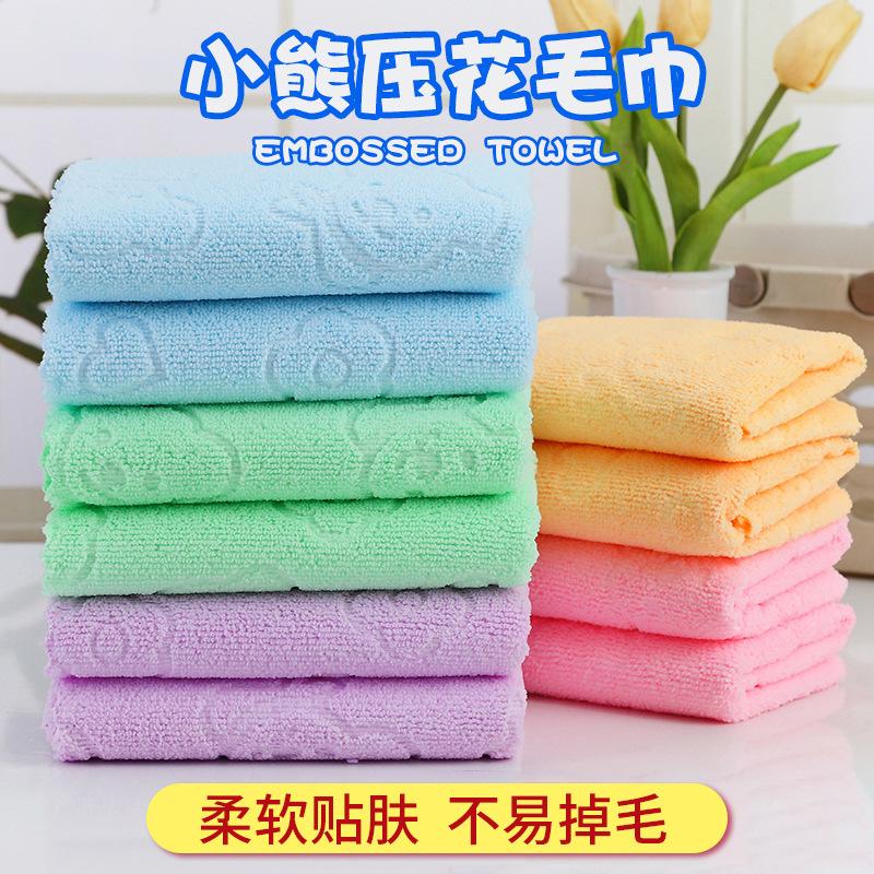 Towels 35g Multicolored Bear Embossed Towel Fine Fiber Bath Towel Gift Household Cleaning Multicolored Towel
