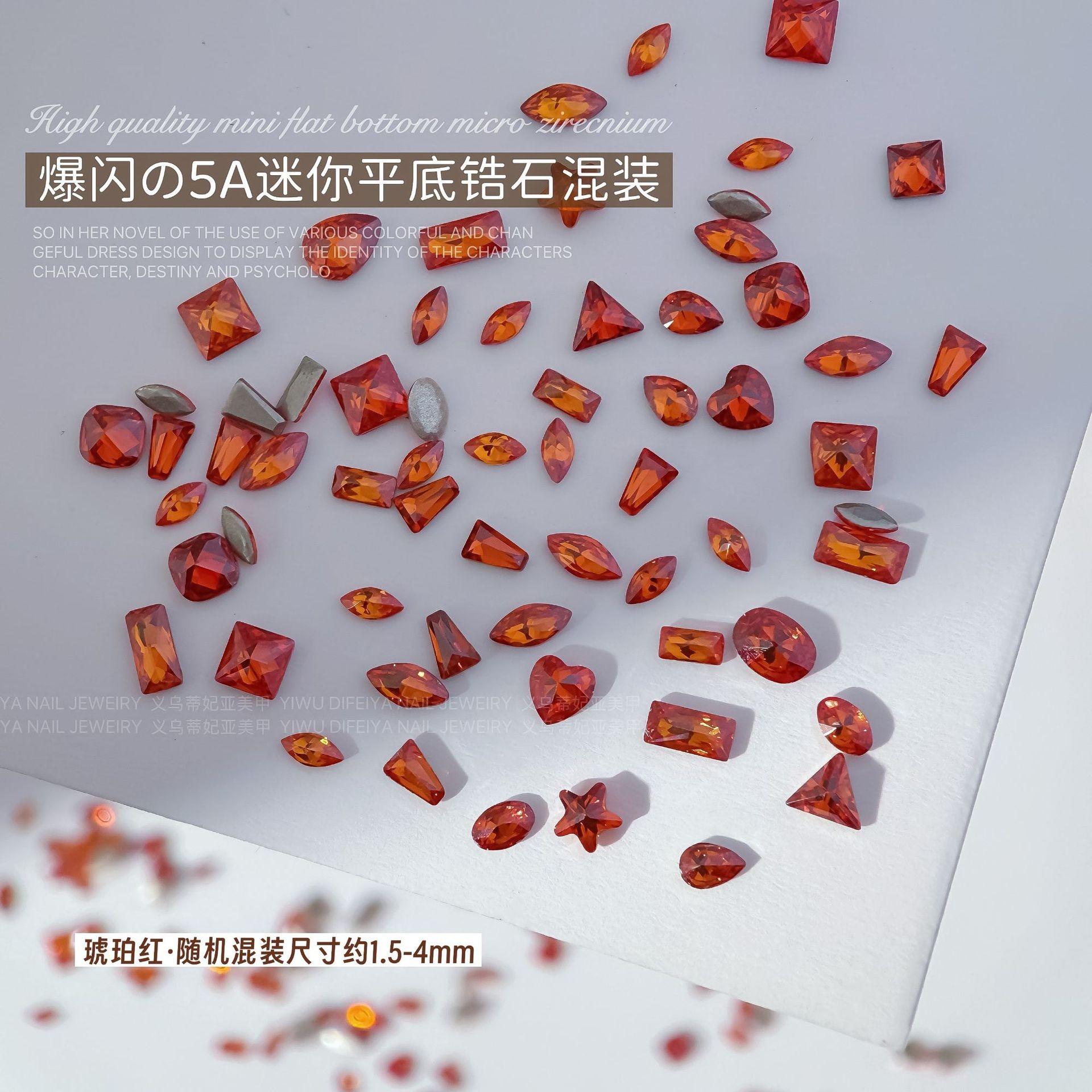 Amber red flat bottom beveled zircon mixed