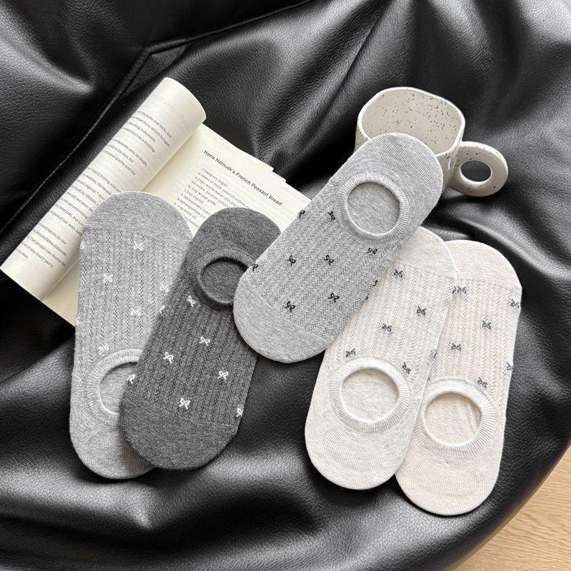 2025 Trending Spring and Summer Mesh Bow Invisible Socks Seamless Versatile Korean Style Dongdaemun Non-Slip Boat Socks Thin Cotton thumbnail 4