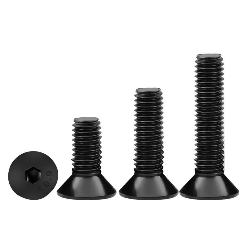 Grade 10.9 Black Countersunk Hexagon Socket Screws, Factory Ready Stock Flat Head Screws, Flat Cup Bolts M8/M20 thumbnail 5