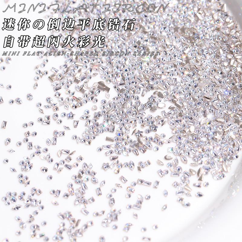 Super Flash White Mini Inverted Edge Zircon Special-Shaped Flats Bottom Diamond DIY Wearable Nail Jewelry Accessories Nail Jewelry Wholesale thumbnail 4