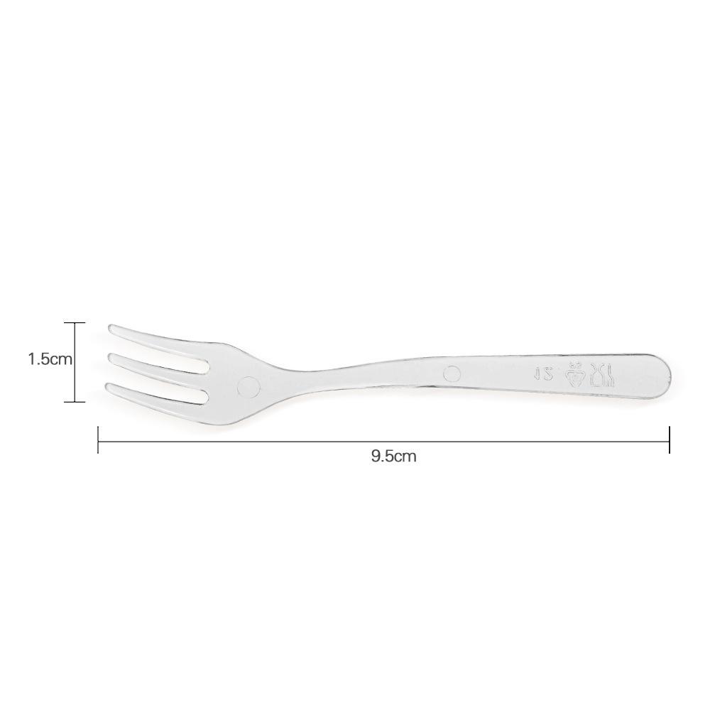 9.5cm Sundae Ice Cream Tasting Flat-Head Pudding Plastic Disposable Ps Hard Plastic Mini Fork and Spoon Dessert thumbnail 2