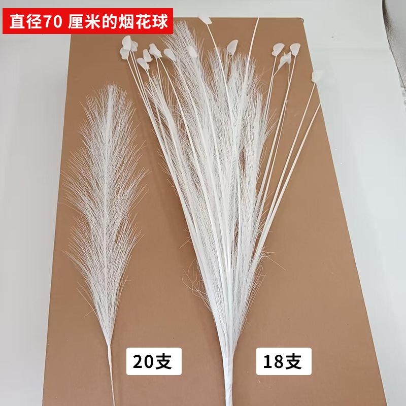 White 20 reed grass stems + 18 firework balls