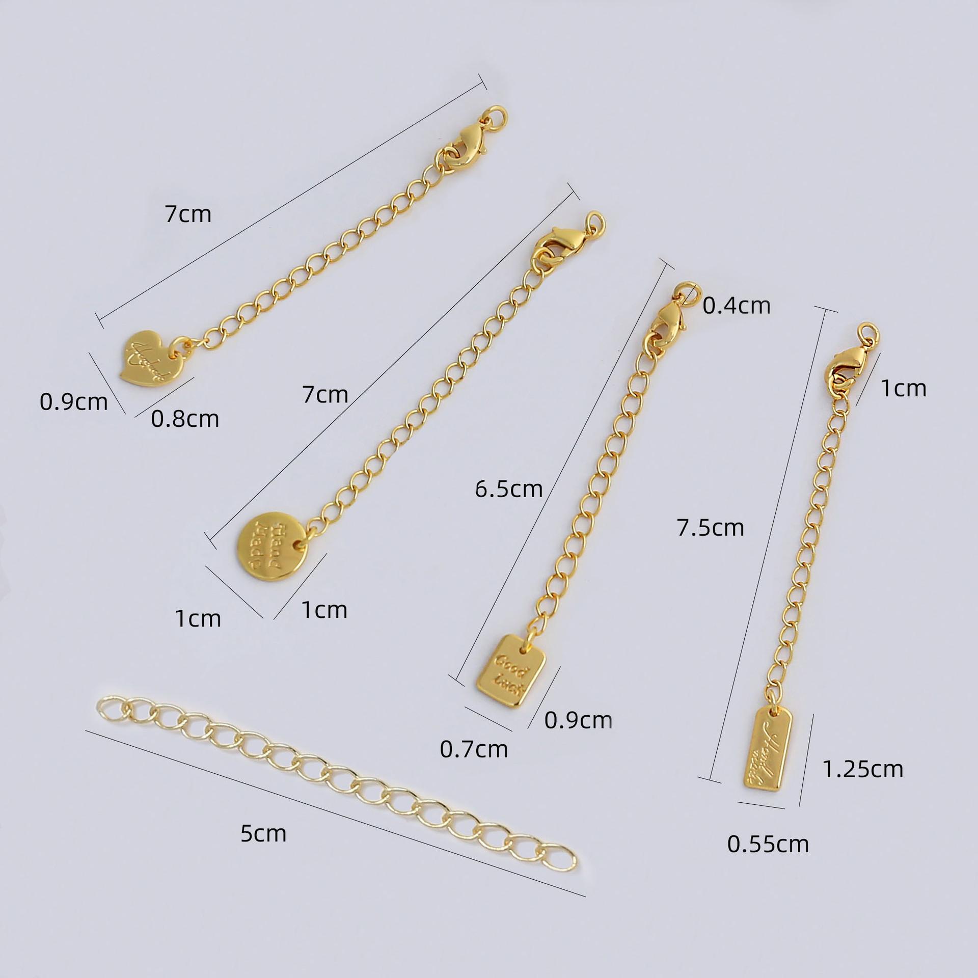 18K Gold-Plated Color-Preserving Lobster Clasp with Pendant Extension Chain Set DIY Jewelry Bracelet Necklace Tail Chain Jewelry Accessories