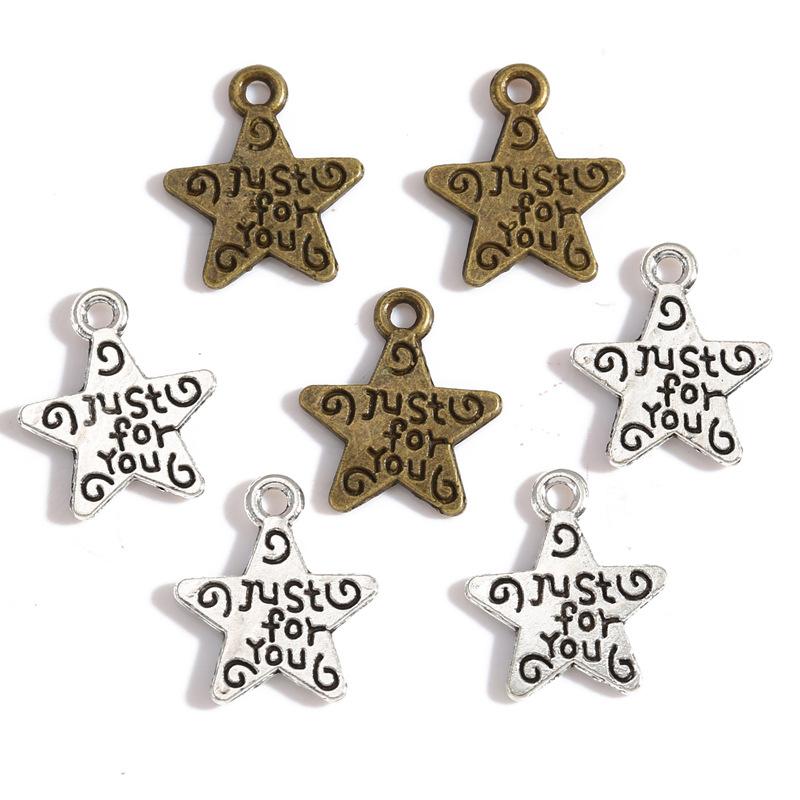 DIY Alloy Jewelry Accessories Star Pendant Retro Bracelet Keychain Five-Pointed Star Decorative Pendant D763