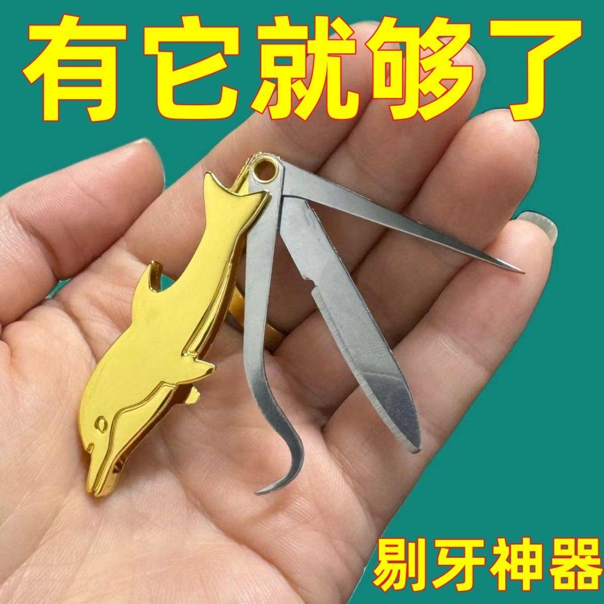 Portable Stainless Steel Toothpick Knife Tooth Picking Artifact Tooth Hook Probe Household Oral Care Tooth Cleaning Tool
