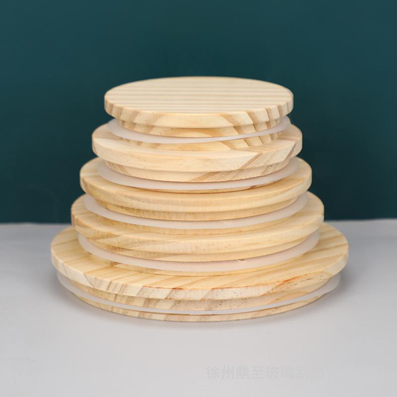 Handmade Wax Container Candle Holder Cup Lid Candle Cup Pine Bamboo Wood Lid with Silicone Ring Sealing Lid Factory Wholesale thumbnail 2