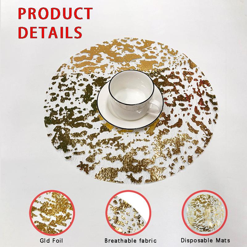Disposable Golden Placemat Metal Round Gold Foil Mesh Mesh Table Mat Placemat Amazon in stock Wholesale thumbnail 4