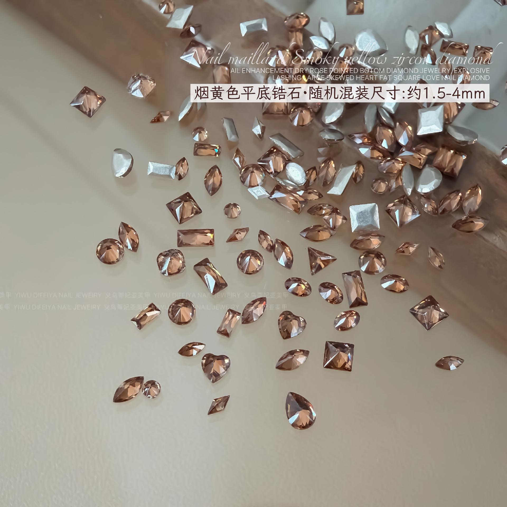 Smoky yellow flat bottom beveled zircon mixed