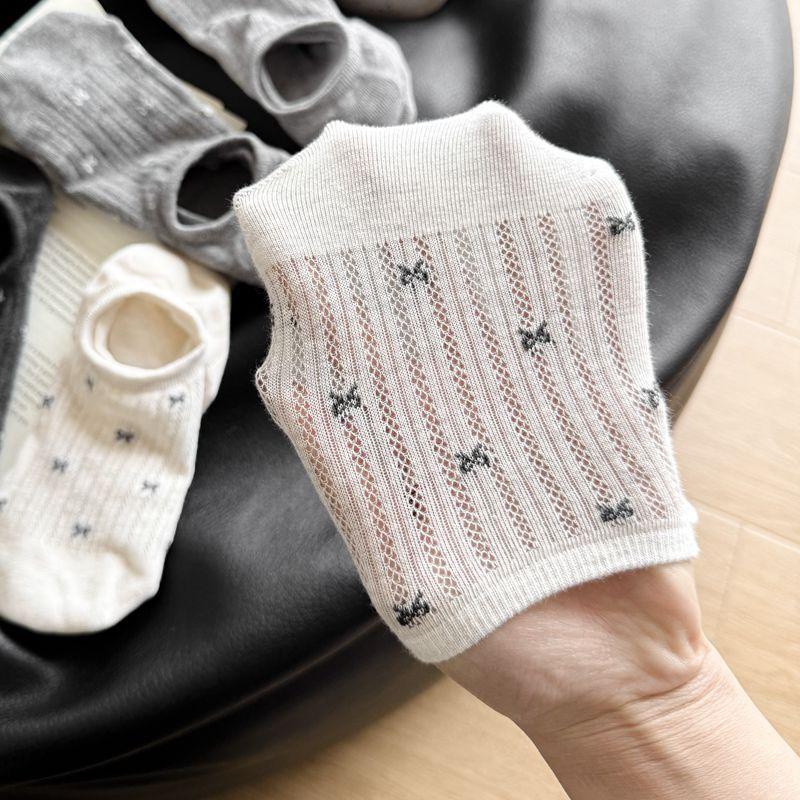 2025 Trending Spring and Summer Mesh Bow Invisible Socks Seamless Versatile Korean Style Dongdaemun Non-Slip Boat Socks Thin Cotton thumbnail 3
