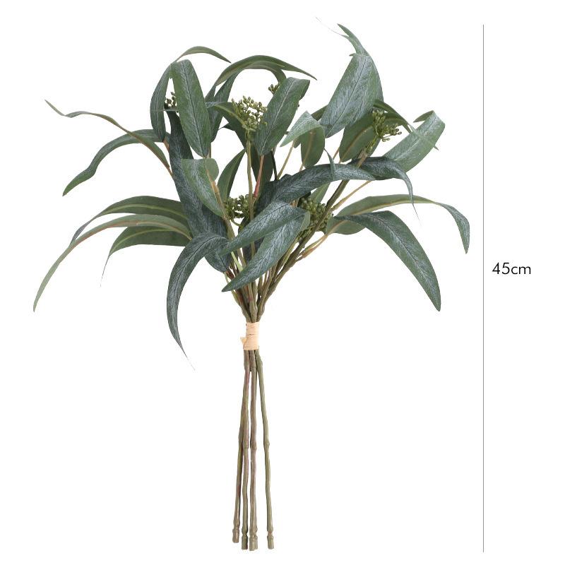 5 branches with curved leaves Green