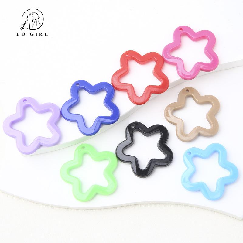 Acrylic Real Color/Transparent Hollow Five-pointed Star Pendant Pendant DIY Handmade Jewelry Accessories Keychain Bag Hanging