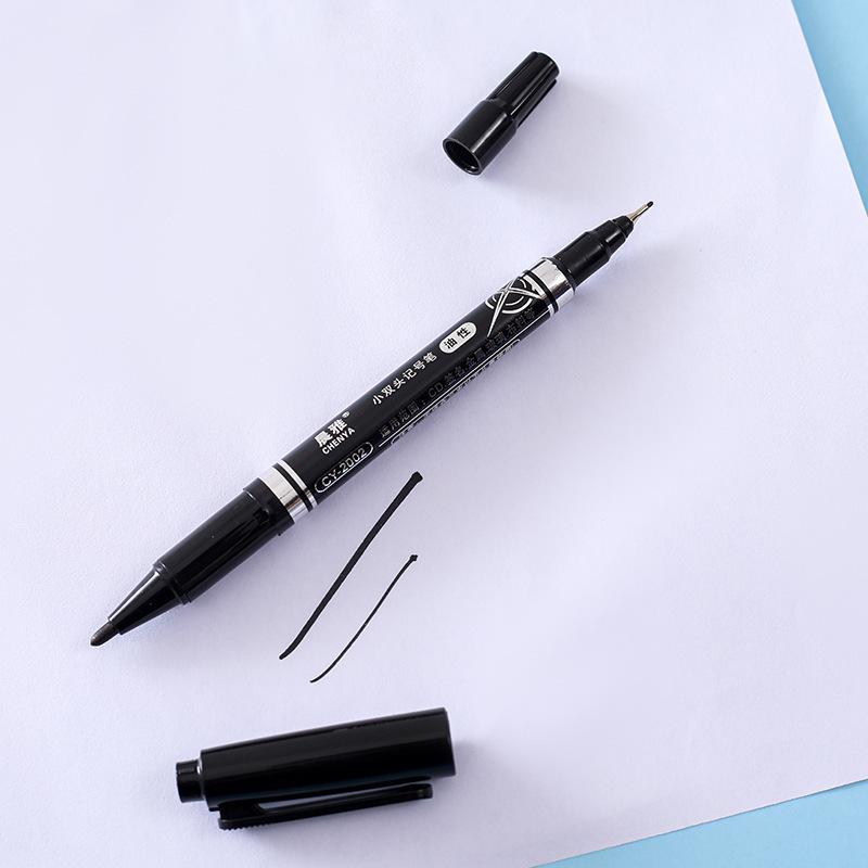 Small double-headed marker oily 120 black quick-drying marker large capacity art painting Gouxianbi wholesale thumbnail 4