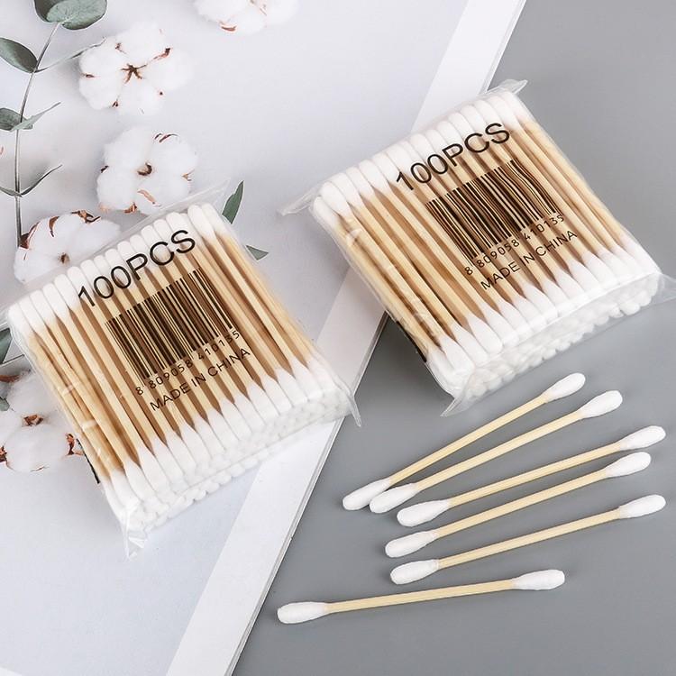 Cotton swab Ear-pulling Makeup Wooden swab Wooden swab Ear-digging Multifunctional Double-headed swab Stick Disposable Cleaning swab