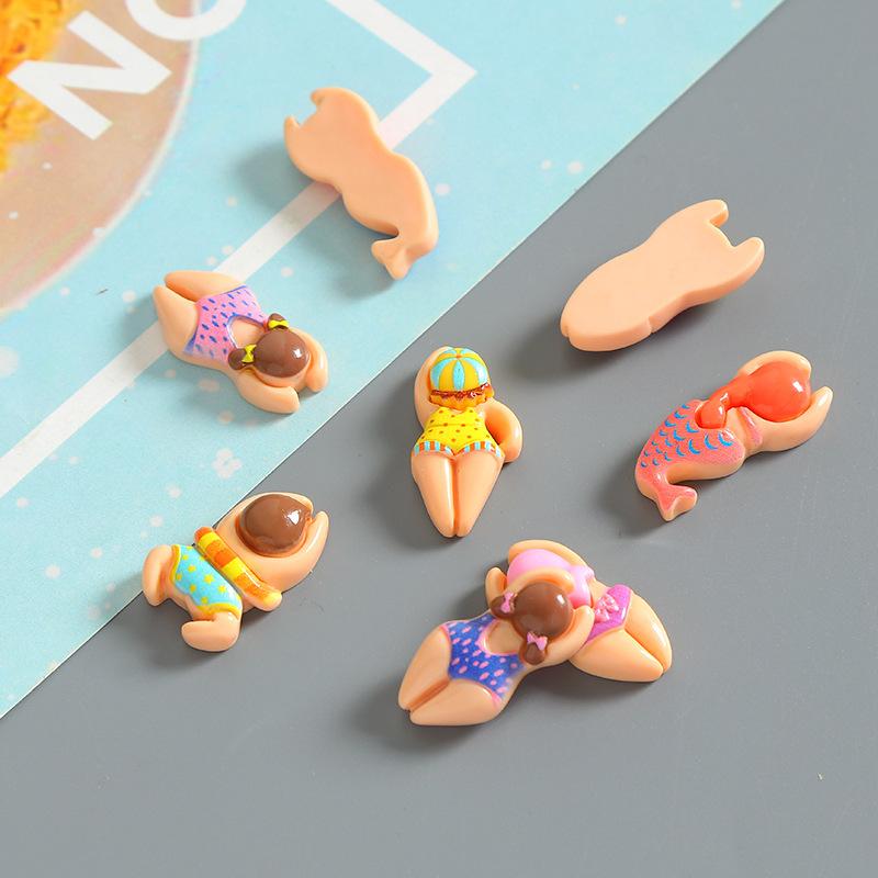 Cartoon Swimming Villain Swimsuit Girl Resin Accessories Handmade DIY Hair Accessories Hole Shoe Buckle Hairpin Jewelry Accessories thumbnail 3