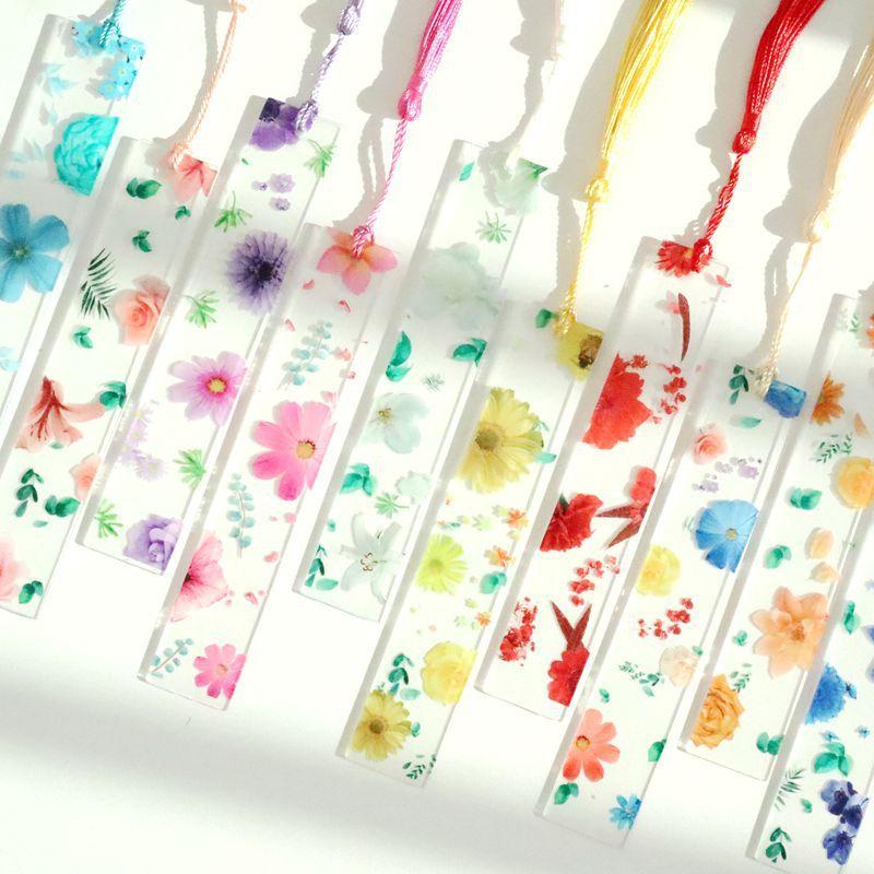 Transparent Acrylic Bookmarks, Flower Bookmarks, Student School Supplies, Stationery Gifts, Creative Gifts, Cross-Border Hot Models
