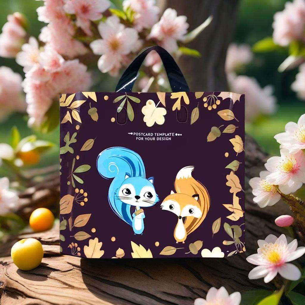 Brown fox and squirrel; 14 silk trumpet 30*25 bottom 6CM;10