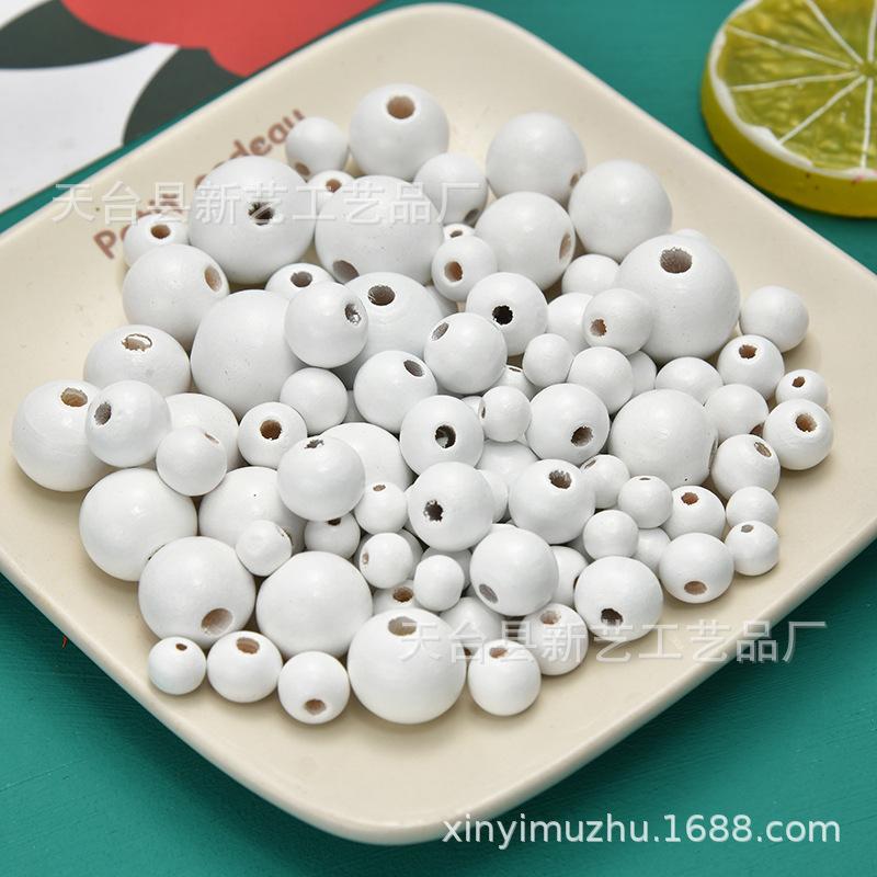 Spot White Environmentally Friendly Wooden Beads 6-30mm Handmade Beads Loose Beads Lotus Wood Round Beads DIY Hemu Jewelry Accessories
