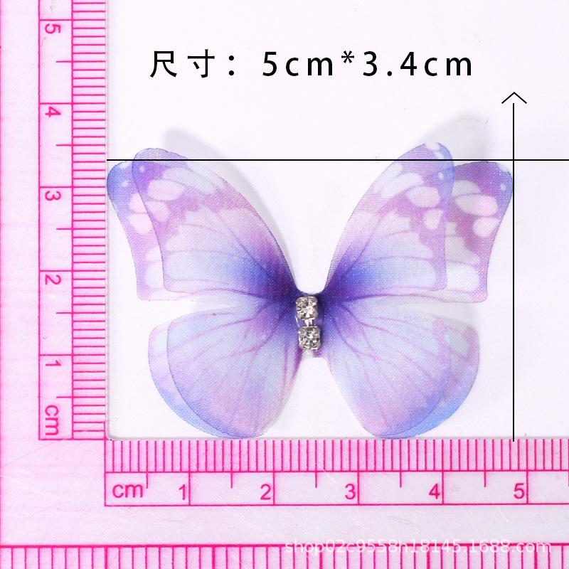 (Full Price) New 5cm Double-Layer Three-Dimensional Tulle Butterfly Wings Handmade DIY Ancient Style Hairpin Accessories Needle Materials thumbnail 4