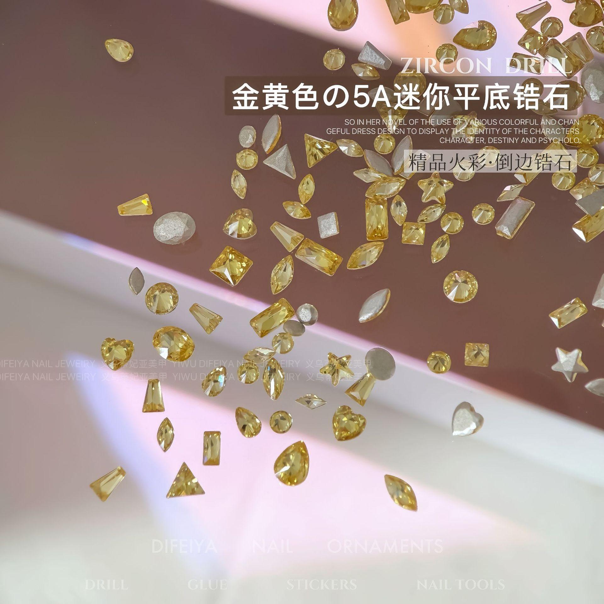 Golden yellow flat bottom beveled zircon mixed