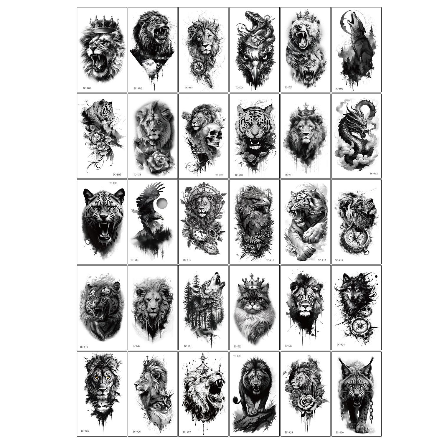 5.7*9.7cm (quantity: 30 for a set) / Tc-black animal set of 30 pieces