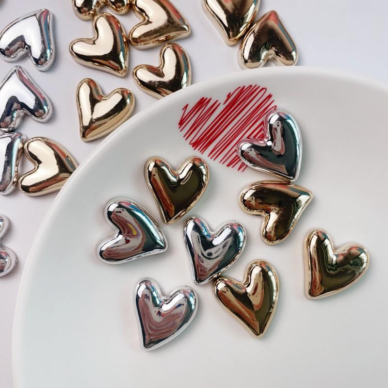 Metal electroplating love resin accessories diy mobile phone shell accessories material peach heart thumbnail 4