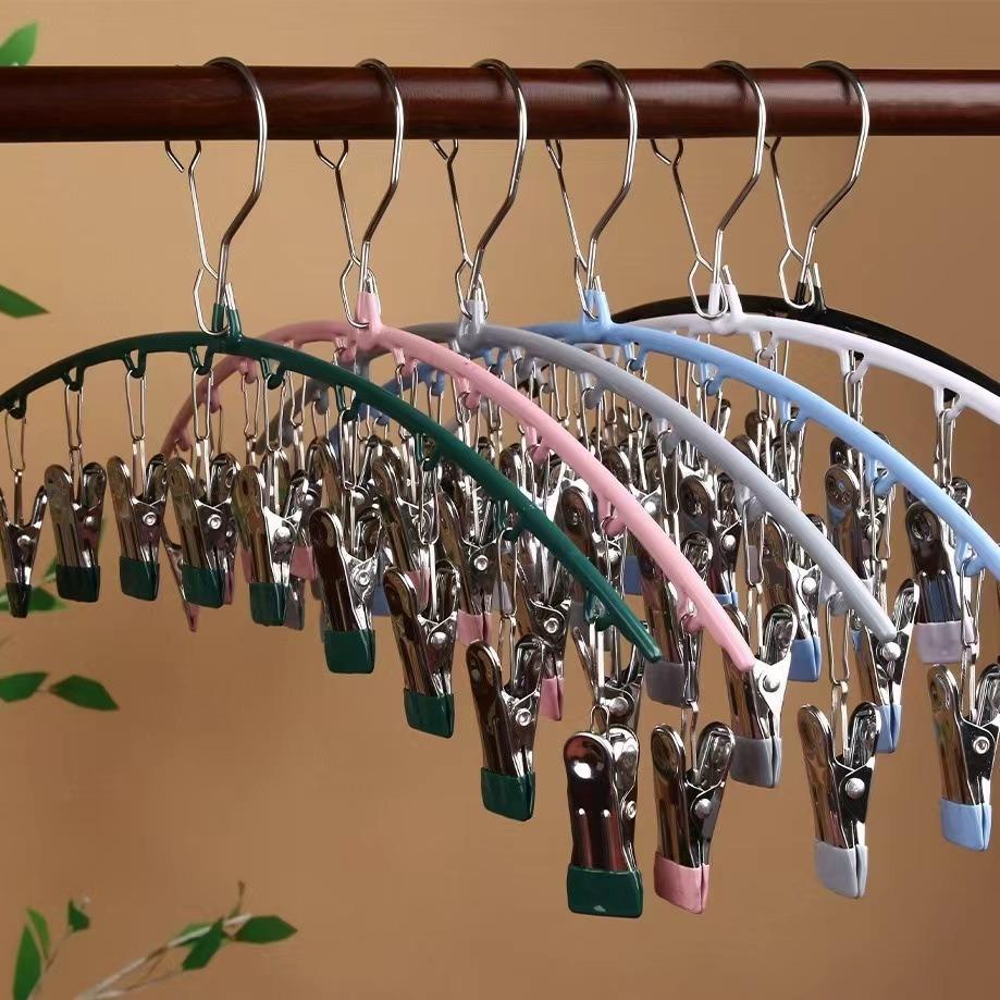 Curved Sock Rack Ten Clips for Drying Socks, Clothes Hanger, Clothespins for Drying Kidsren and Babies, Intimates and Socks Rack, Household Sock Rack