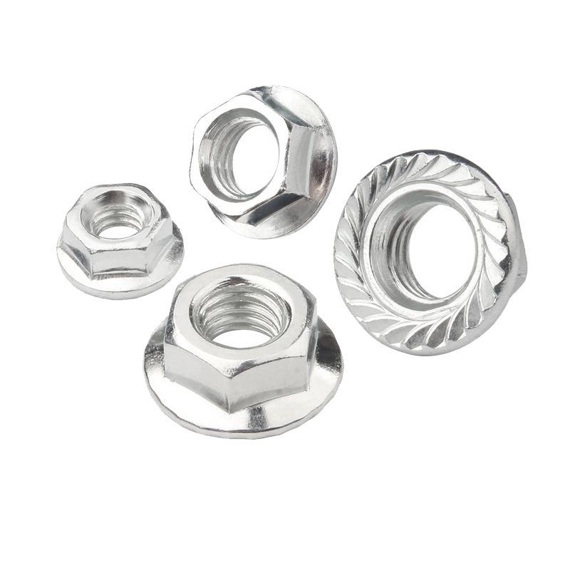 Grade 4 Hexagon Flanged Gear Nut Outer Hexagon Flanged Face Toothed Nut Carbon Steel White Zinc Bonus thumbnail 5