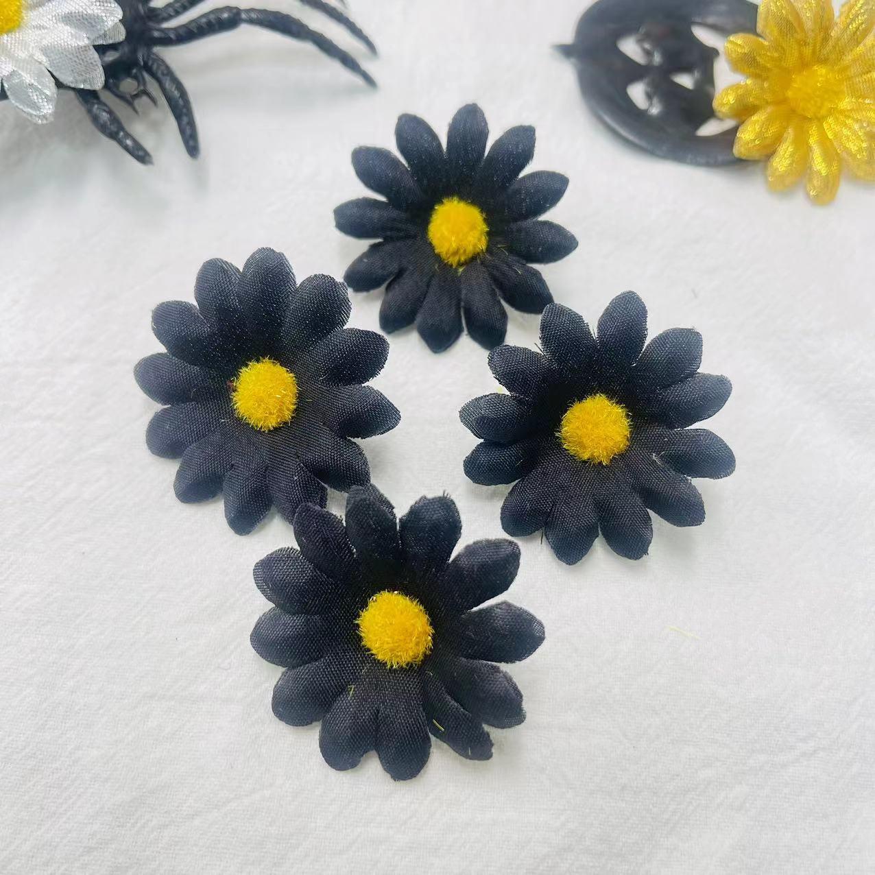 Factory direct 4cm black gold and silver small daisy 12 leaves 2 layers sunflower small sunflower cross-border hot sunny flowers thumbnail 3