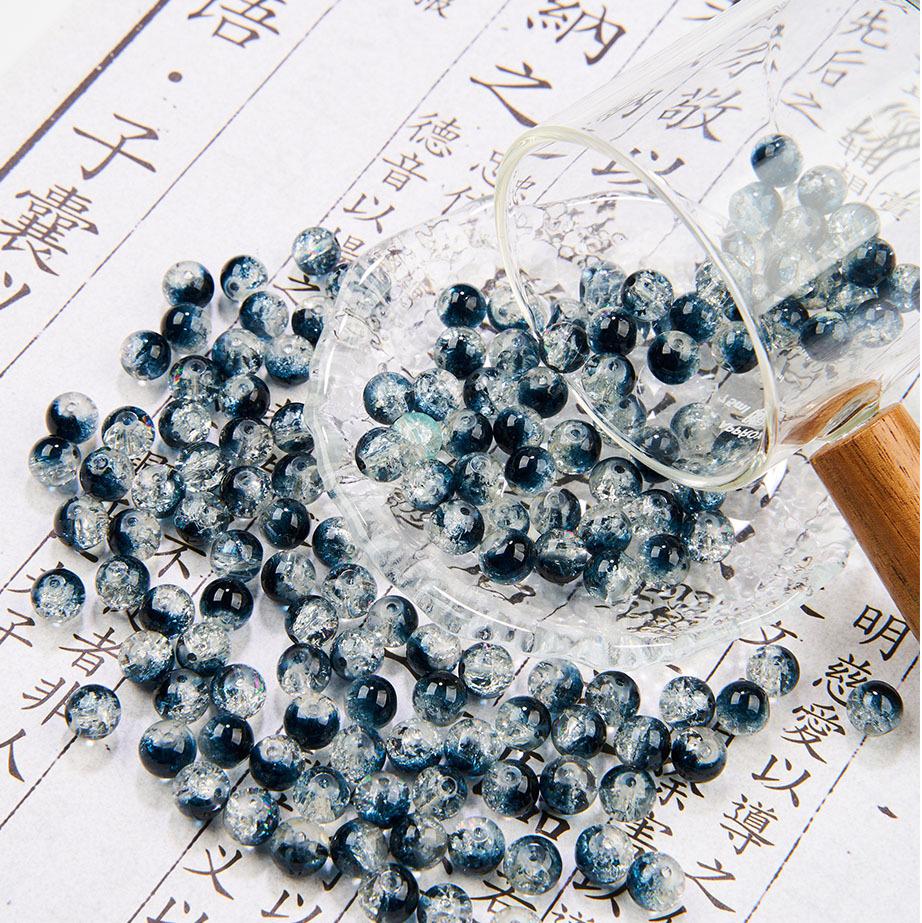 8mm Explosion-Effect Beads Two-Color Series Glass Imitation Jade Round Beads Bracelet Necklace Loose Beads Glass Beads