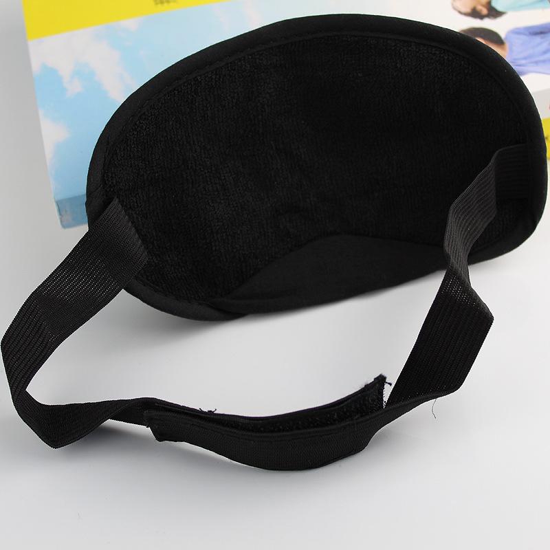 Black blackout eye mask opp packaging (polyester cotton on the front and terry cloth on the back)