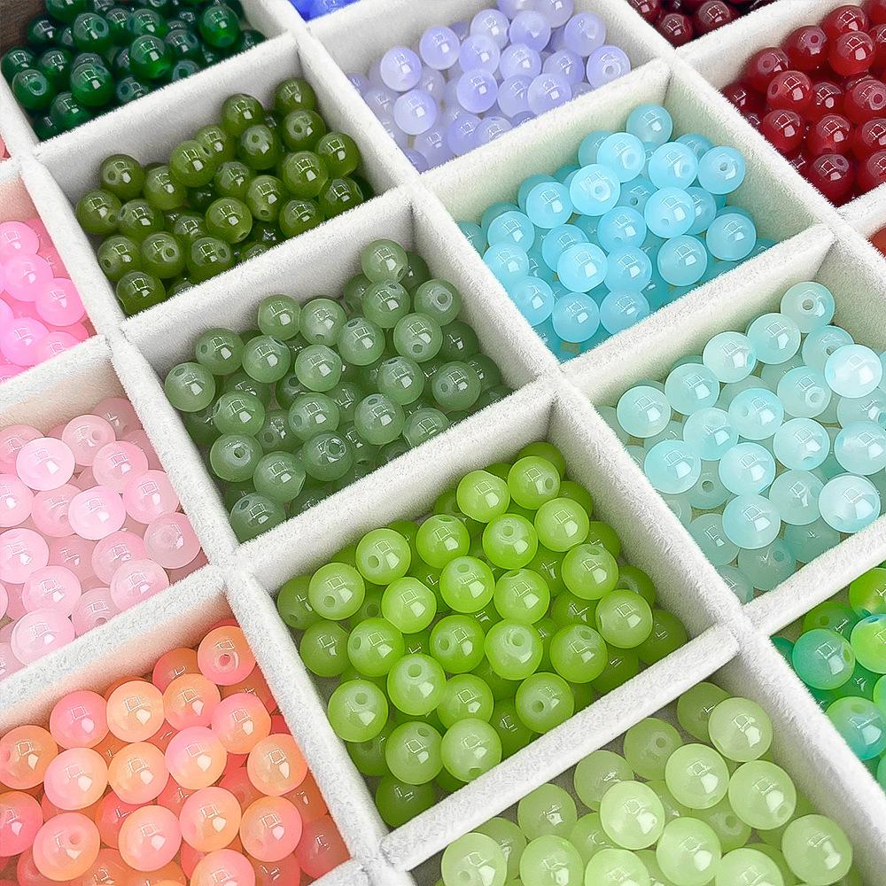 Glass Beads Loose Beads Crystal Handmade DIY Jewelry Accessories Cinnabar Bulk Bracelet String Beads Glass Beads Beads