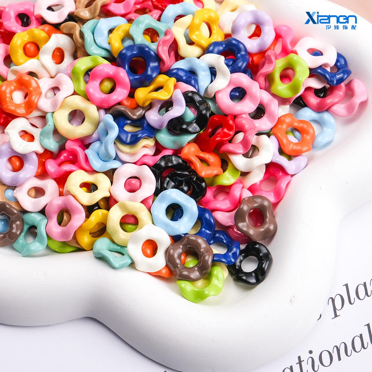 Wavy Stacking Lace Large Perforated Round Bead Bag Hanging Acrylic Mobile Phone Chain Bracelet DIY Jewelry Accessories thumbnail 4