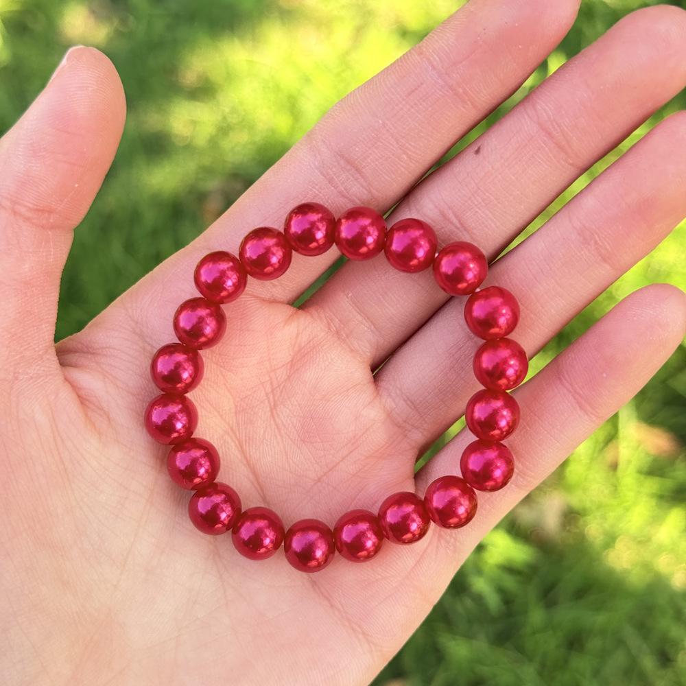 8mm red plastic pearl bracelet [default 20 pieces]