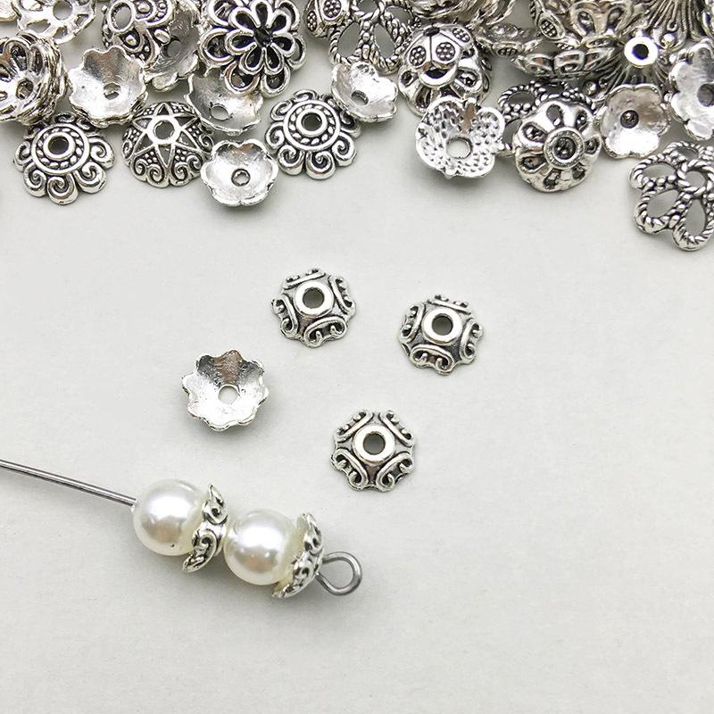 1 ancient silver flower cap 7*7mm-0.5g-16327