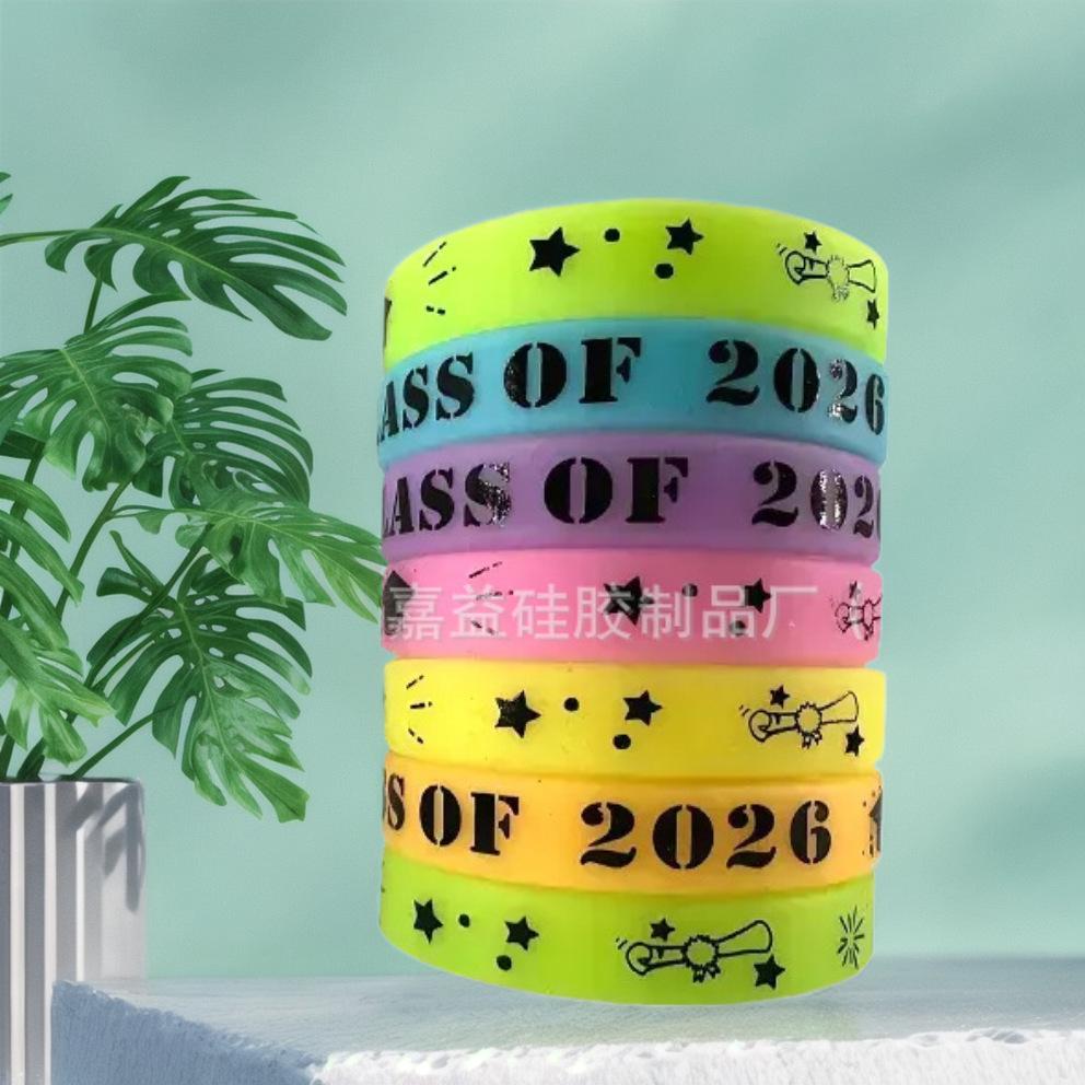 Cross-Border In-Stock Class of 2026 Graduation Season Silicone Bracelets European and American Student Themed Party Multi-Color Wristbands thumbnail 4