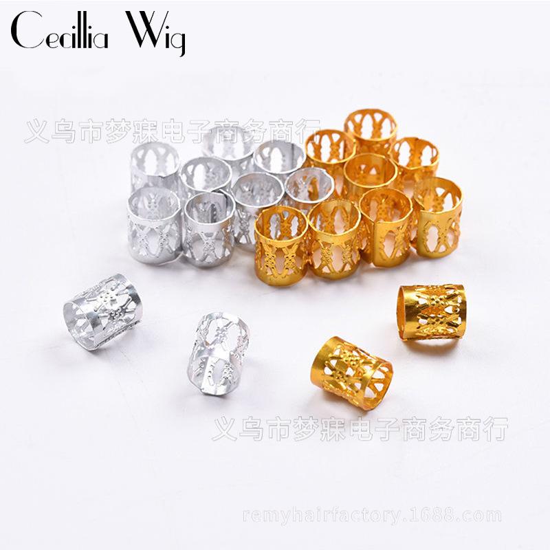 hair Loop Wig Dirty braid hair Button Large braid Hollow Aluminum Ring hair braid cuff decorative ring headdress