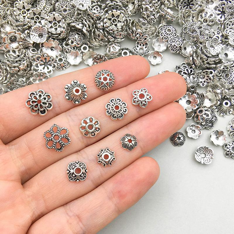 1 new ancient silver alloy simulation hollow flower flower hat pendant pendant diy jewelry accessories thumbnail 2